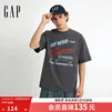 盖璞Gap男女装2026春季新款纯棉logo印花宽松圆领短袖T恤上衣866349 碳灰色 S (165/88A)亚洲尺码