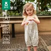 欧孕（OUYUN）婴儿衣服夏季薄款吊带连体衣婴幼儿纯棉无袖哈衣女宝睡衣爬服 绿影繁花【7A抗菌-纯棉亲肤】 80cm 【推荐身高73-80cm】