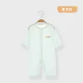 婧麒婴儿衣服夏季薄款新生宝宝提花连体衣长袖纯棉空调服爬服夏装单件 小鲸鱼绿 66cm 图片 2