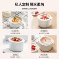 天际（TONZE） 电炖锅电炖盅煲汤锅隔水炖盅 白瓷煮粥锅炖汤锅陶瓷快炖锅炖汤盅 养生锅燕窝炖盅 粉色 1.6L 丨标准款丨三胆 图片 5