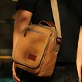 新潮代单肩包男帆布大容量休闲潮流运动斜挎包男士多功能户外通勤包 咖啡色【多隔层大容量+可放10英寸平板】 图片 7