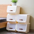 禧天龙翻盖收纳箱大号衣物内衣整理箱零食儿童玩具前开式储物箱 【35L 3个装】奶白 前开翻盖 【收藏加购 插单发货】 图片 4