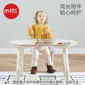 曼龙宝宝写字学习桌游戏桌儿童可升降调节花生桌豌豆桌写字台儿童玩具 可调节豌豆学习桌 米黄色 图片 7
