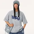 Mmlg7A抗菌纯棉短袖T恤女男夏季新款潮牌印花韩系t宽松上衣情侣体恤衫 花灰色 M 图片 1