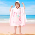 9i9儿童浴袍夏宝宝浴巾连帽斗篷游泳浴室沙滩防走光吸水粉色120*60cm 图片 9