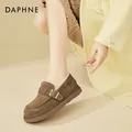 达芙妮平底加绒保暖勃肯鞋女冬季复古百搭舒适软底毛毛鞋棉鞋女 卡其 37 图片 4