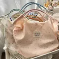 新款可爱碎花小白兔帆布包女单肩包大容量手提袋拎书布袋托特包包 粉色长耳兔【高品版】-无挂饰 图片 4
