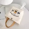 小熊帆布包女学生便携上班帆布兜手提包手拎便当帆布袋 三只小熊（带按扣） 图片 4