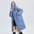 雪中飞新款百搭经典立体大口袋按扣袖口女士中长款连帽羽绒服女 雾蓝色|5205 M 165/88A 图片 3