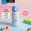 乐扣乐扣（LOCK&LOCK）儿童吸管保温杯宝宝316L不锈钢水杯学生大容量水壶500ml 蓝色 图片 1