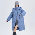 雪中飞新款百搭经典立体大口袋按扣袖口女士中长款连帽羽绒服女 雾蓝色|5205 M 165/88A 图片 4