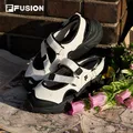 FILA FUSION斐乐潮牌玛丽珍凉鞋女鞋凉拖魔术贴海螺沙滩鞋 图片 3