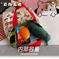 小熊帆布包女学生便携上班帆布手提包新款韩版甜美便当帆布袋 KT红手提 图片 4