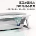 iuu婴儿洗澡盆 儿童浴盆大号宝宝可折叠可坐可躺浴架脸盆套餐 【官方补贴】浴盆+可调节浴架+脸盆-北欧灰 材质：食品级PP原料，安全无异味 图片 8