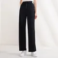 茉寻冰丝防晒冰凉裤女夏凉感阔腿裤束脚裤子直筒两穿高腰显瘦百搭 高瘦黑色 L （适合身高160-170cm） 图片 2