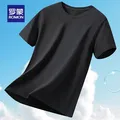 罗蒙（ROMON）高端冰丝凉感高弹短袖t恤衫男2026夏季中青年翻领无痕Polo爸爸装 7T141190黑色 【短袖T恤】 L 图片 1