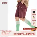 BJHG 亚麻短裤男款夏季宽松拼接直筒沙滩裤朱燃红 L