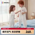bebebus婴儿睡袋小风车春夏季薄款儿童分腿睡袋短袖宝宝防踢被 S码 图片 1