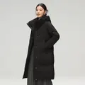 雪中飞中长款羽绒服女【清仓】百搭情侣羽绒服舒适连帽女士羽绒服鸭绒 黑色|8056-3994F S 165/88A 图片 2