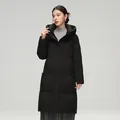 雪中飞中长款羽绒服女【清仓】百搭情侣羽绒服舒适连帽女士羽绒服鸭绒 黑色|8056-3994F S 165/88A 图片 4