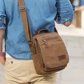 新潮代单肩包男帆布大容量休闲潮流运动斜挎包男士多功能户外通勤包 咖啡色【多隔层大容量+可放10英寸平板】 图片 8