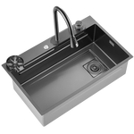 恒洁（HEGII）水槽大单槽 不锈钢纳米涂层飞雨瀑布洗碗洗菜盆厨房水槽HMB913-SN