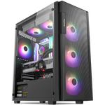 鑫谷（segotep）阔斧5黑色 台式电脑机箱（MATX位/玻璃侧透/240水冷/铁网孔散热面板/家用办公游戏主机箱）