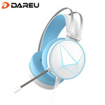 达尔优 EH722白蓝 头戴式游戏耳机 电脑电竞耳机 虚拟7.1声道 带麦有线带线控 EH722白蓝色【单USB】