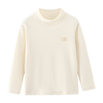 马骑顿童装打底衫单件中领儿童绵绵绒保暖内衣上衣秋衣男童秋冬防寒打底 米白（单件上衣）中领 120 (身高105-114cm 体重35-45斤)