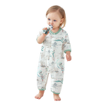 欧孕（OUYUN）婴儿睡衣连体服夏季桉树纱布宝宝衣服薄款空调服外出哈衣网眼睡袋 青绿入画 80cm 月龄9-18月【 身高78-85cm】