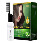 韩金靓 易梳彩氨基酸染发剂植物自然遮白发纯黑色染头发膏男女士染发梳 黑茶色 180ml*1盒 【盖少量白发】