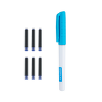 齐心(Comix)文具学生钢笔可擦蓝EF尖3.4mm口径可换墨囊 正姿练字钢笔墨水笔单支装（含墨囊6支）EFP009