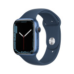 Apple Watch Series 7 智能手表GPS款45 毫米蓝色铝金属表壳深邃蓝色运动型表带MKN83CH/A