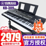 雅马哈电子琴KB309  61键初学者儿童练习便携式电子琴智能教学演奏成人娱乐电子琴 黑色KB309中国特制版-官方标配+全套配件