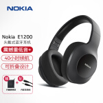诺基亚 (NOKIA) E1200 无线蓝牙耳机头戴式重低音音乐运动游戏降噪耳麦适用于苹果华为手机超长续航低调黑