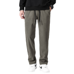 罗蒙【加绒可选】灯芯绒加厚休闲裤男秋冬新款抽绳腰中青年直筒长裤男 7K035603藏青 薄款 M (170) (建议90-110斤)