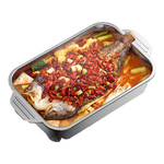 【爆款好物】不锈钢烤鱼盘烤面包盘子烧烤小龙虾盘干锅长方形盘 小号浅款