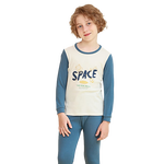 马骑顿童装男童印花棉毛套装全棉毛衫儿童内衣纯棉秋冬睡衣女童秋衣秋裤 蓝色奶牛 110 (身高95-104cm 体重28-35斤)