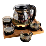 【京东物流】茶壶套装整套茶具大容量玻璃茶杯带滤网耐高温泡茶具 1000ML一壶+四杯套装【无茶盘】