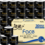 洁柔有芯卷纸 黑Face4层140克*30卷 厚韧耐用 卫生纸卷筒纸纸巾整箱