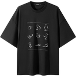 gxgjeans男装 多色时尚印花潮流时尚宽松圆领短袖T恤男 25夏新品 黑色 M (170)
