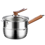 三四钢雪平锅内层316L不锈钢奶锅辅食小汤锅泡面煮锅20cm食品级一体成型