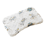 贝肽斯婴儿枕头儿童硅胶枕护颈宝宝枕头幼儿园四季通用 彩斑福鱼纯棉款-【3个月-1岁】枕高2.5cm