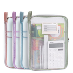 金隆兴 L型网纱拉链三层科目分类袋A4全开口语数英综合手提袋课本作业试卷资料袋补习袋美术袋随机混色1个装