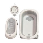 iuu婴儿洗澡盆儿童浴盆大号宝宝可折叠可坐可躺浴架脸盆套餐 【官方补贴】浴盆+可调节浴架+脸盆-北欧灰 材质：食品级PP原料，无添加回料