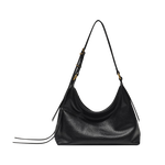 西木汀 自由畅想 头层牛皮托特包新款女hobo包单肩腋下包 深邃黑小号