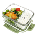 玻璃饭盒可微波炉加热专用碗上班族打包带盖便当盒保温餐盒保鲜盒 高硼硅-长无隔-1040ml