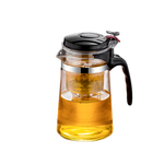 水仙飘逸杯泡茶壶家用泡茶杯茶水分离茶具套装一键过滤玻璃壶办公茶杯 侧压【飘逸壶】500ML