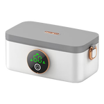 物克无线加热饭盒便当智能温控定时不插电免注水自热饭菜神器usb充电保温上班学生电热饭盒 1L 白色【18W快充/16000毫安+食品级内胆】