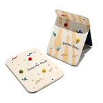 可爱折叠镜子桌面台式化妆镜办公室高颜值学生宿舍便携梳妆镜随身 大号涂鸦球点【21*15cm】